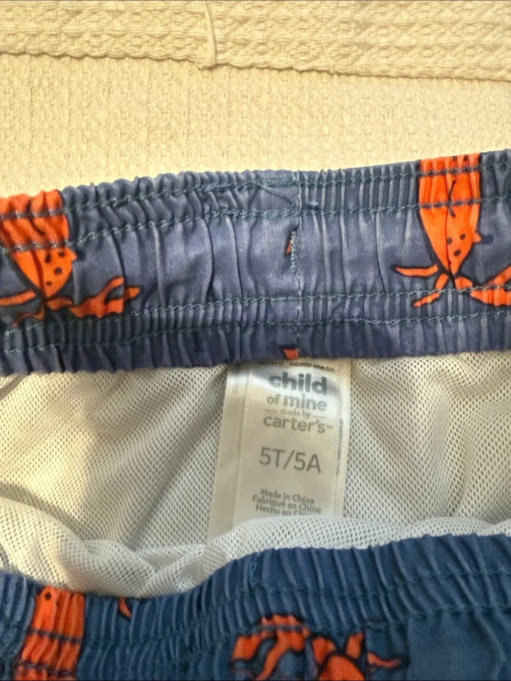 Bundle Carter's Boys' Navy Swim Trunks with Dino & Crab Prints